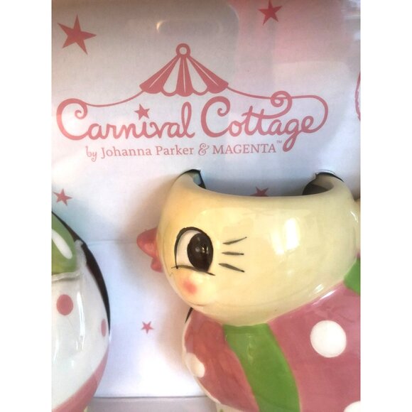 Johanna Parker Carnival Cottage Cream and Sugar Set Egg Chick Easter Decor NEW - Picture 2 of 3